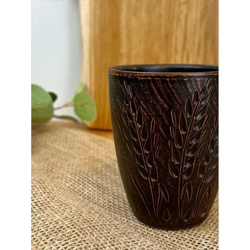 Склянка 0.4 літра керамічний (глиняний) різьблений Колосок - фото 3