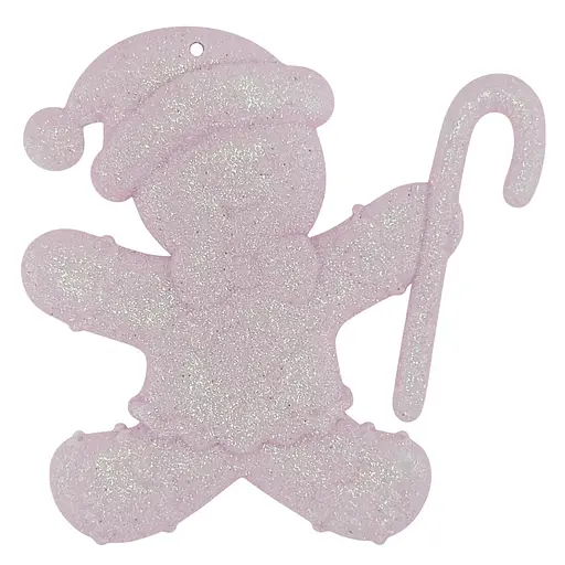 Елочная игрушка MIS LT Пряник-снеговик 10х10х1,5 см розовый - фото 1