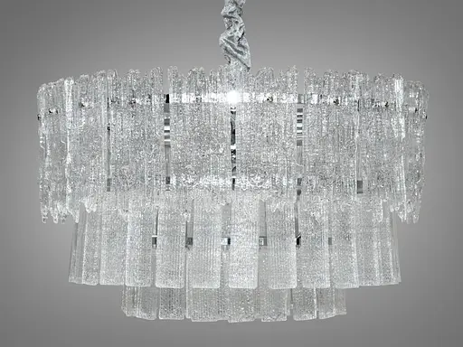 Люстра підвіс зі скляними пелюстками на 6 ламп, колір хром - фото 1