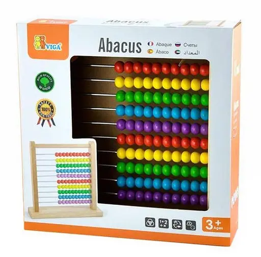 Дерев'яна рахівниця Viga Toys 50493 10 різнокольорових рядів по 10 кісточок - фото 4