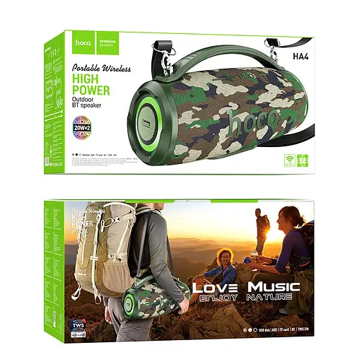 Колонка Hoco HA4 Surge outdoor Power 20Wx2=40W Green - фото 7