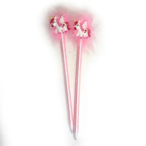 Ручка шариковая синяя с мехом "Единорог" 12 шт., 1704