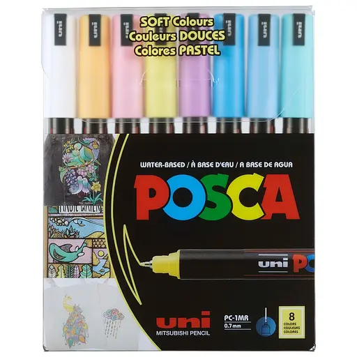 Набор маркеров Uni Posca Soft Color 0.7 мм 8 шт. (PC-1MR SOFT COLOR 8C) - фото 1