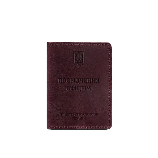 Кожаная обложка для удостоверения офицера 9.0 бордовая Crazy Horse - фото 7