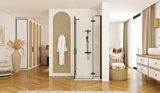 Душевая кабина Rea Hugo 100x100 black двойная REA-K6602, Черный матовый, Универсальная, прозрачная - фото 4