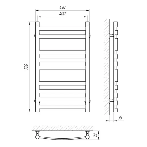 Водяна рушникосушка Laris Кватро Класік П9 400x700 71207567, Хром - фото 2