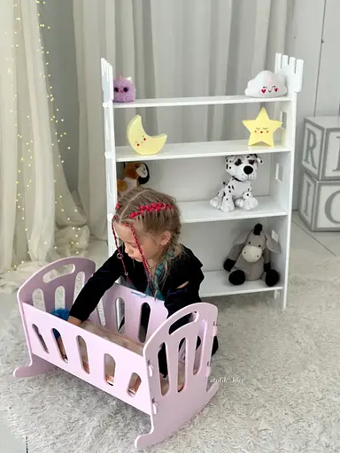 Іграшкове ліжечко для ляльок з постількою (Рожева) - фото 5