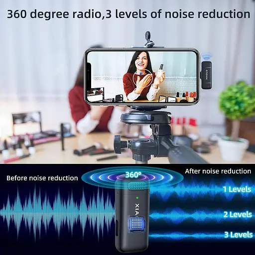 Беспроводной микрофон Lavalier для iPhone, микрофон с шумоподавлением для четкой аудиозаписи Vlog, YouTube, Интервью, 3 режима - фото 6