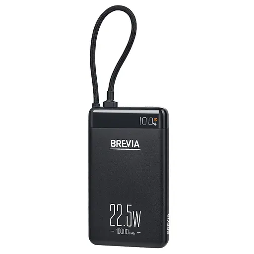 Повербанк (Power Bank) Brevia ePower 10000mAh 22,5W SuperSlim LCD чорний металік + кабель(45550SMB) - фото 2