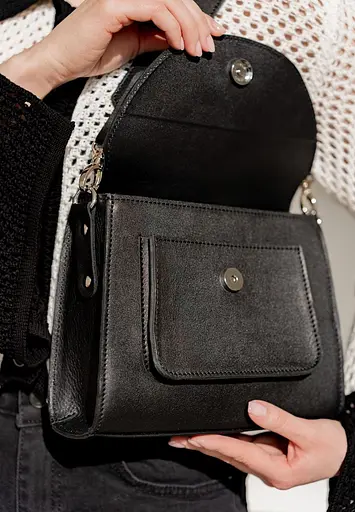 Жіноча шкіряна сумка Liv чорна - фото 5