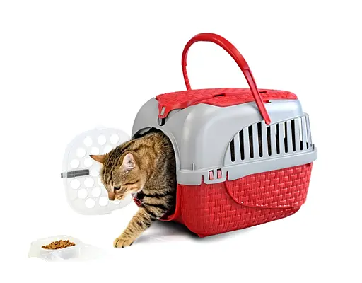 Переноска для тварин пластикова MAXY TOUR 59x38x37h, бордовий - фото 5