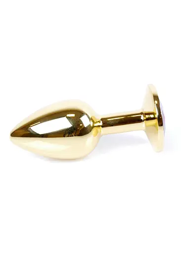 Металлическая анальная пробка с кристаллом Boss Jewellery Gold Plug 7 см (черный) - фото 5