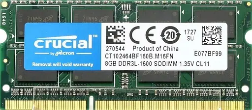 Оперативна пам'ять для ноутбука Crucial SO-DIMM DDR3 8GB 1600MHz PC3L-12800 2Rx8 Б/В - фото 2