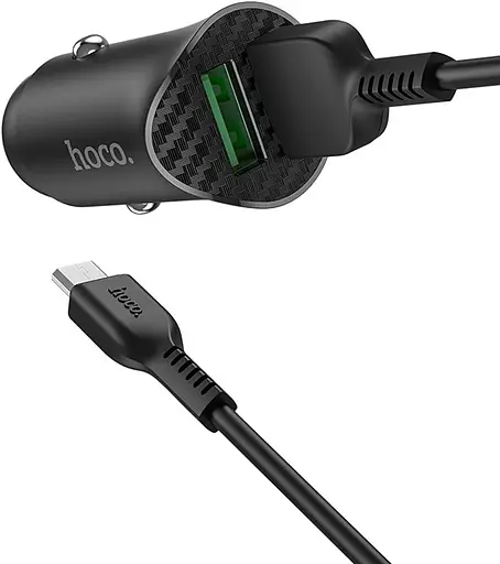 Набір зарядний автоадаптер Hoco Z39 + кабель Micro USB 2 спідниці QC3.0 18вт чорні - фото 2