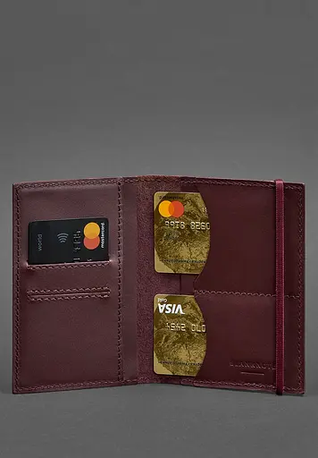 Шкіряна обкладинка для паспорта 2.0 бордова Краст - фото 5