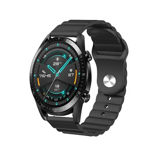 Ремінець силіконовий Tamister для годинника 22 мм Wave, 22 мм чорний (із застібкою кнопкою) - фото 4