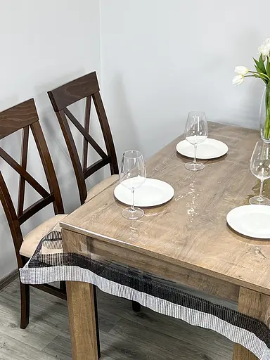 Скатерть силиконовая с черно-серебряной стразовой лентой 220х140 см - фото 2