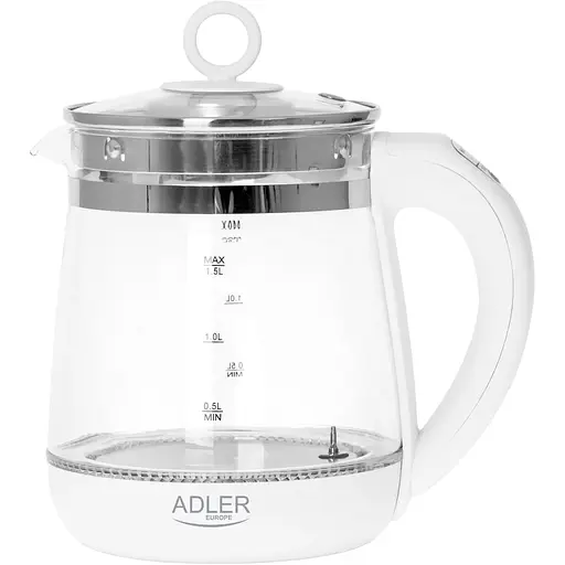 Электрочайник Adler AD 1299 1850-2200Вт 1.5л стекло заварник установка температуры белый