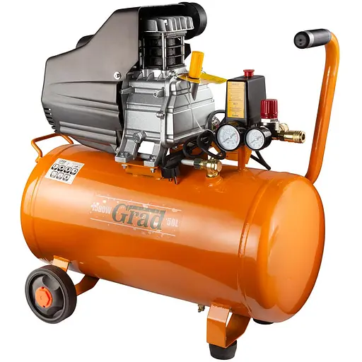 Компрессор одноцилиндровый Grad 1.5 кВт 198 л/мин 8 бар 50 л (7043565) - фото 1