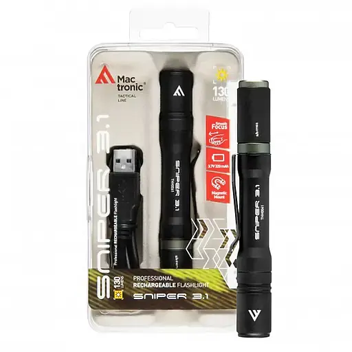 Ліхтар тактичний Mactronic Sniper 3.1, 130 Lm USB Rechargeable Magnetic (THH0061) - фото 8