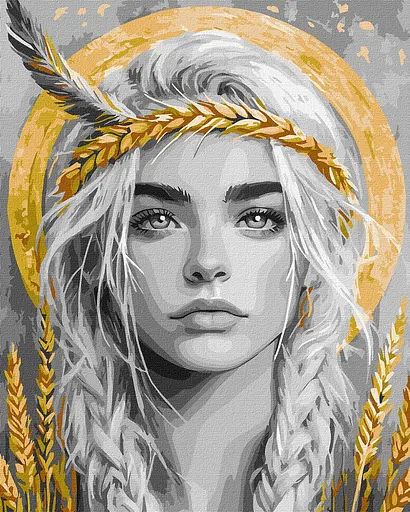 Набор для росписи по номерам Колоски в волосах с красками металлик extra, Ideyka, 40x50 см, КНО8558