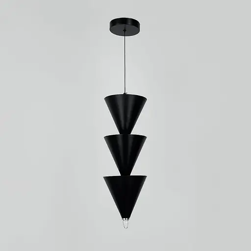 Чорний підвісний світильник із потрійним конусним дизайном Ø 17х50 см | Line F | Арт. MJ347/3 BK - фото 3