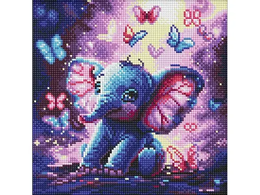 Алмазна мозаїка Безтурботний слоник Ideyka 30х30 см  - фото 1