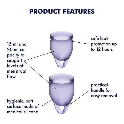 Менструальні чаші Satisfyer Feel Confident Menstrual Cup 2 шт. фіолетові - фото 6