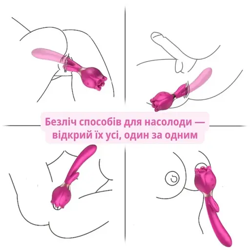 Вібратор I’MCUM Rose Twist з вібрацією, обертанням та насадками (IM-ZDB211) - фото 7