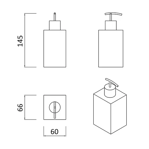 Дозатор для рідкого мила, окремостоячий, нержавіюча сталь, сатин Rj First RJAC020-02SS, Нержавіюча сталь - фото 2