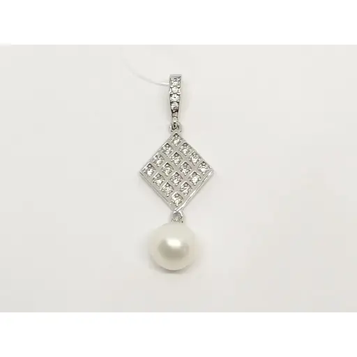 Серебряная подвеска Qvaliz с жемчугом и фианитами. П00126 - фото 3