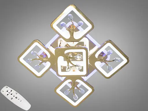 Лед люстра з пультом, диммером і LED підсвічуванням, 90W, золото - фото 1