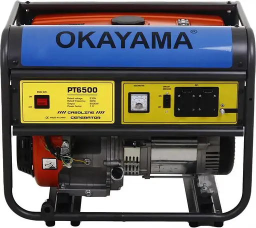 Бензиновый генератор OKAYAMA PT6500 5.5 кВт 1-фазный Ручной запуск