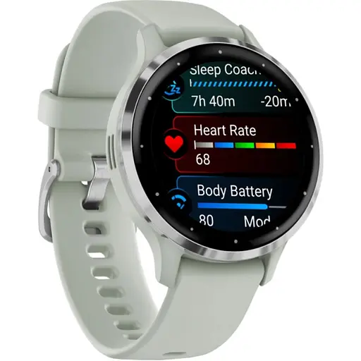 Смарт-часы Garmin Venu 3S Silver S. Steel Bezel w. Sage Gray Case and S. Band (010-02785-01) - фото 3