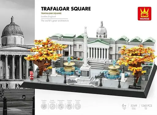 Конструктор Архитектура Wange 3D Трафальгарская площадь Лондон Trafalgar Square для детей и взрослых 3Д 1245 деталей - фото 2