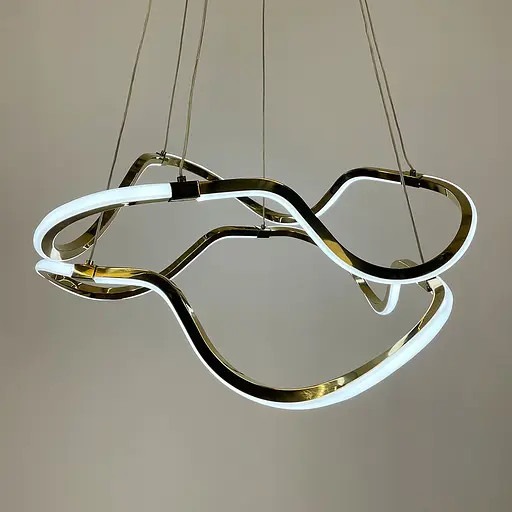 Золота люстра із двома хвилеподібними кільцями d70 см | Арт. Y 405-700+700 GD | Line F - фото 4