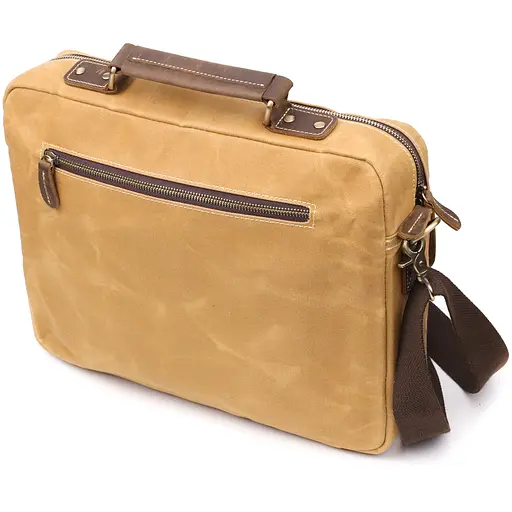 Портфель Vintage зі шкіряними вставками 37х28х8 см sum0027464 - фото 2