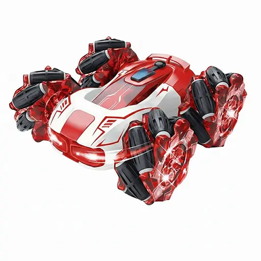 Радиоуправляемая трюковая машина HG 4-37-03, пульт 2.4GHz + браслет, парогенератор, роликовые колеса, вращение 360°, Красный