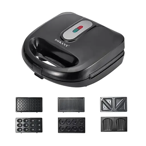 Електрогриль мультимейкер Sokany SK-908 6в1 зі знімними формами 750 Вт - фото 5