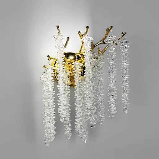 Вишукане золоте бра Line F з кришталевим підвісами 40х30 см Арт. W33001/2S GD  - фото 5