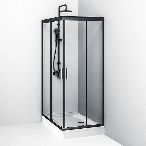 Душевая кабина Am.Pm Gem Twin Slide 120x80 см стекло прозрачное black matt W90UG-404-120280-BT, Черный матовый, Универсальная, прозрачная - фото 6