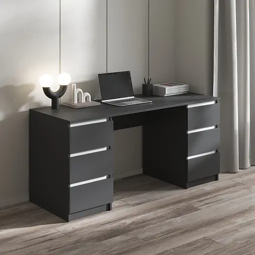 Компьютерный стол Vays R-2, письменный с 2 тумбами, 6 ящиков без ручек, ЛДСП 160×60×75 см - для дома, офиса - фото 9