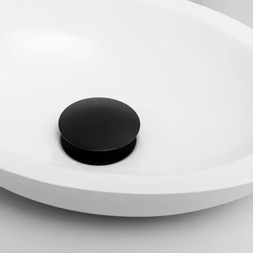 Донний клапан для умивальника Yoka click-clack black з переливом BK.POP-14-ZP-BLK, Чорний матовий - фото 4