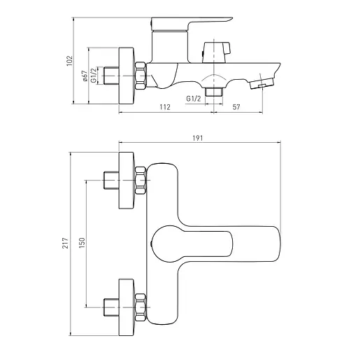 Змішувач для ванни 35 мм cromo Volle Libra 1521.030101 Хром - фото 2