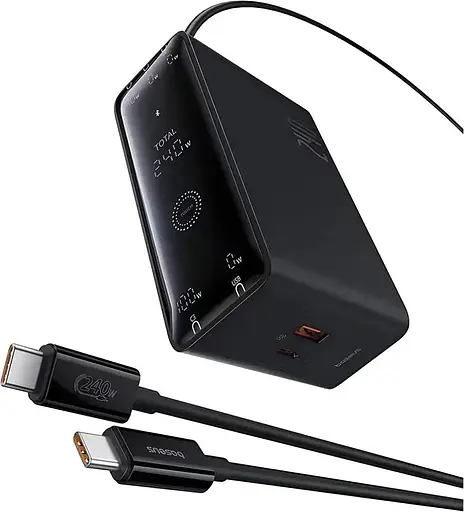 Зарядний пристрій Baseus Digital Fast GaN Charger 240W 3C+U+DC (P10163901113-00) розумний з APP - фото 2