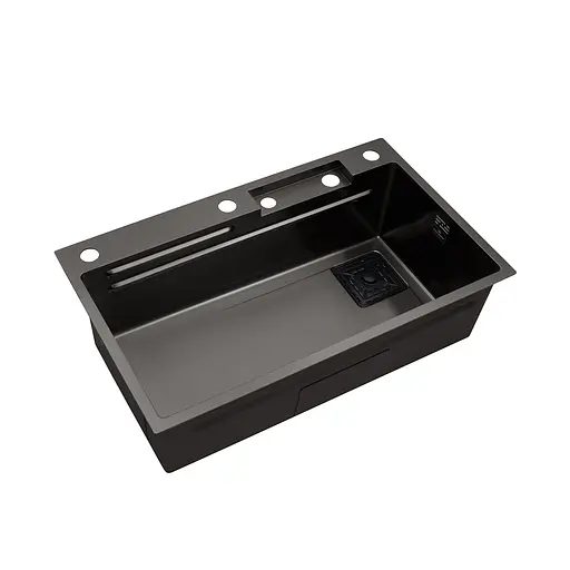 Кухонная мойка Kroner KRP Schwarze - SET7545HM PVD (3.0/0.8 мм) CV033382, Черный - фото 12