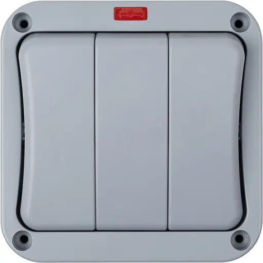 Всепогодный выключатель HiSmart 3 выключателя, IP66, EU - фото 1