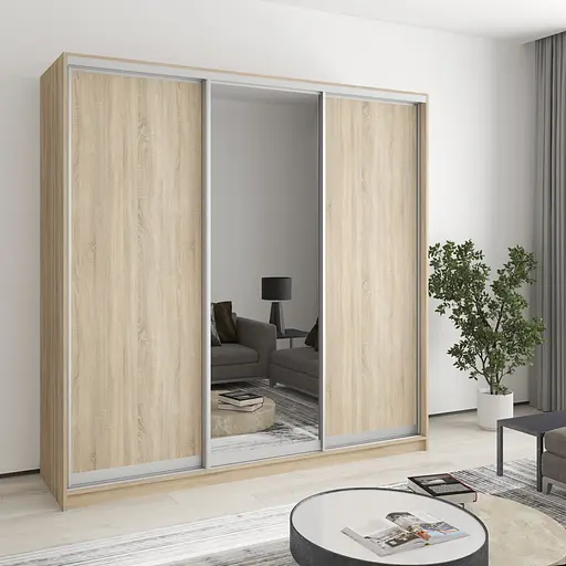 Шкаф-купе трехдверный MebelStar Комбо AL 2ДСП/Зеркало 210x60x240 см Дуб сонома (MBS-1760)