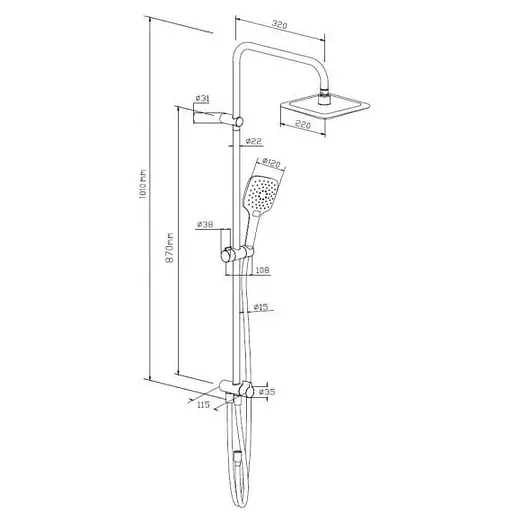 Душова система Damixa Palace Evo 978200000, Хром - фото 2