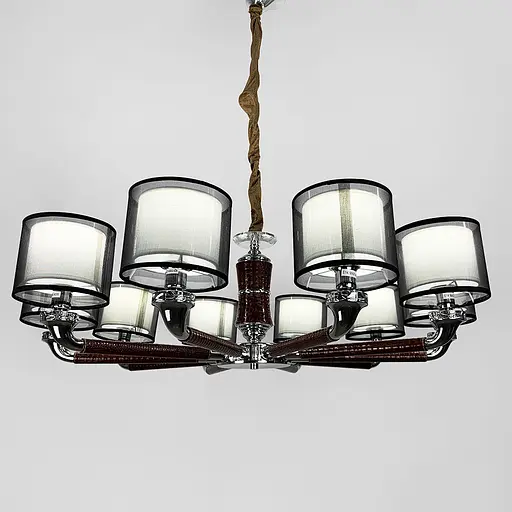 Плафонная люстра с элементами коричневой экокожи Line.F S 198/10 BR - фото 1